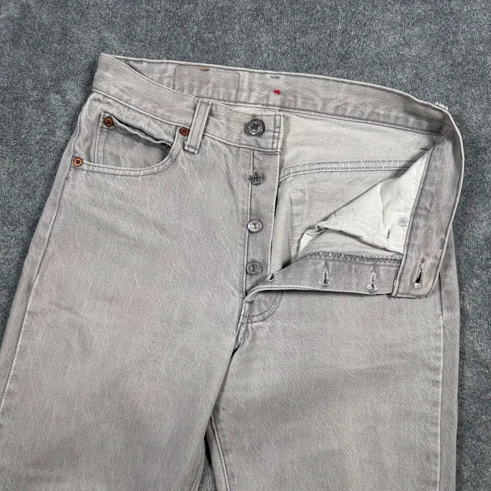 VTG 80s Levi's 501-0657 Gray Jeans Button Fly Mens 27x27 Cut Raw Hem Made in USA